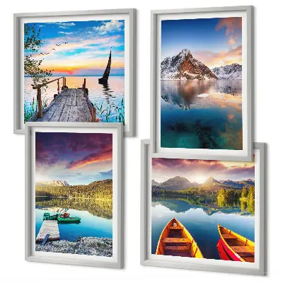 Wanddeko-Set mit Seen- und Berglandschaft