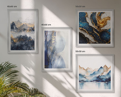 Wanddeko-set Blaue Berglandschaften