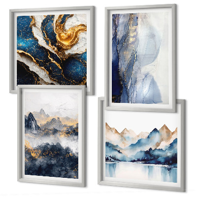 Wanddeko-set Blaue Berglandschaften