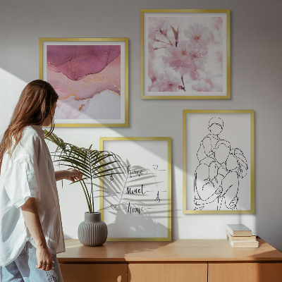 Polyptychon mit rahmen Blumenfamilie minimalistisch