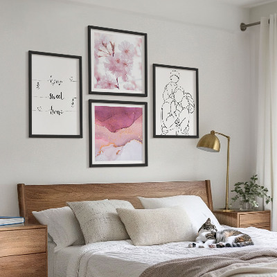 Polyptychon mit rahmen Blumenfamilie minimalistisch