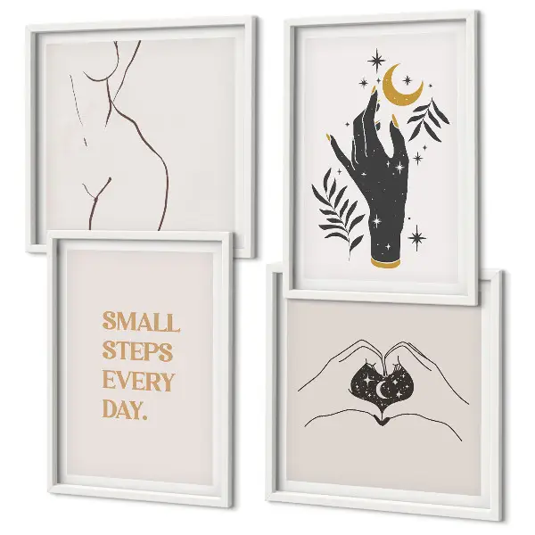 Minimalistische Boho-Illustrationen als gerahmtes Polyptychon