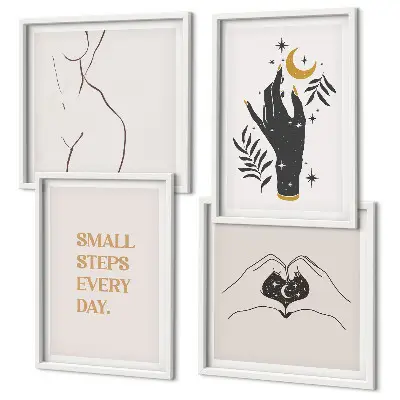 Minimalistische Boho-Illustrationen als gerahmtes Polyptychon