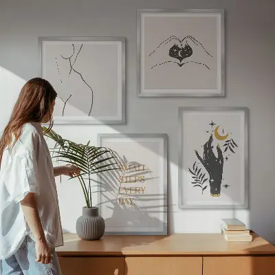 Minimalistische Boho-Illustrationen als gerahmtes Polyptychon