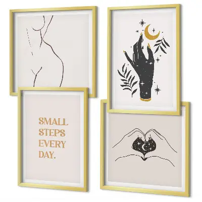 Minimalistische Boho-Illustrationen als gerahmtes Polyptychon