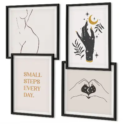Minimalistische Boho-Illustrationen als gerahmtes Polyptychon