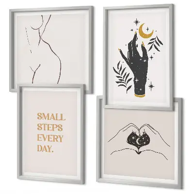 Minimalistische Boho-Illustrationen als gerahmtes Polyptychon