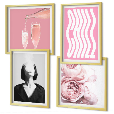 Wanddeko-set Stilvolles Porträt mit Champagner