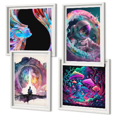 Wanddeko-set Farbenfrohe Fantasy-Kunstillustrationen