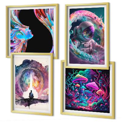 Wanddeko-set Farbenfrohe Fantasy-Kunstillustrationen