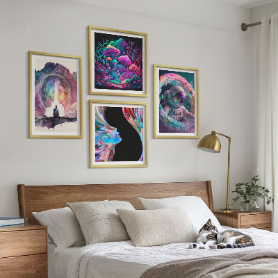 Wanddeko-set Farbenfrohe Fantasy-Kunstillustrationen
