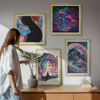 Wanddeko-set Farbenfrohe Fantasy-Kunstillustrationen