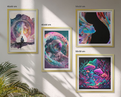 Wanddeko-set Farbenfrohe Fantasy-Kunstillustrationen