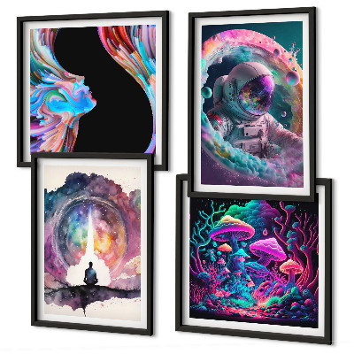 Wanddeko-set Farbenfrohe Fantasy-Kunstillustrationen