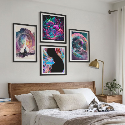 Wanddeko-set Farbenfrohe Fantasy-Kunstillustrationen