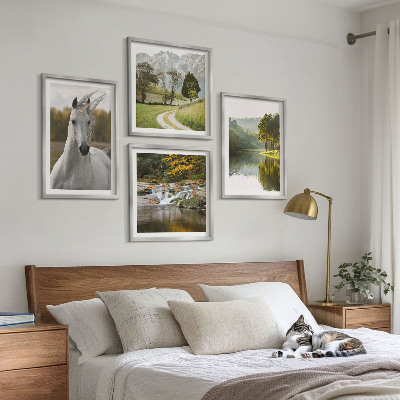 Polyptychon mit rahmen Natur des Flusses White Horses