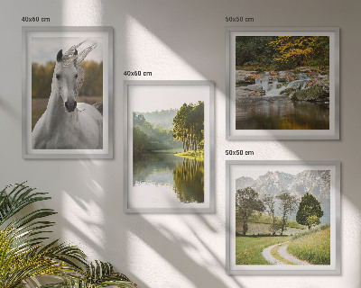 Polyptychon mit rahmen Natur des Flusses White Horses