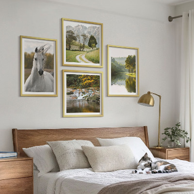 Polyptychon mit rahmen Natur des Flusses White Horses