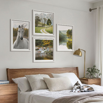 Polyptychon mit rahmen Natur des Flusses White Horses