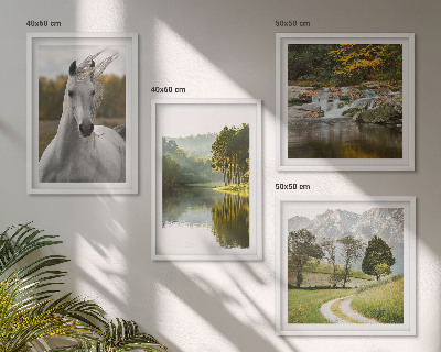 Polyptychon mit rahmen Natur des Flusses White Horses