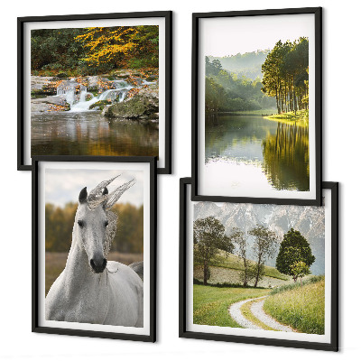 Polyptychon mit rahmen Natur des Flusses White Horses