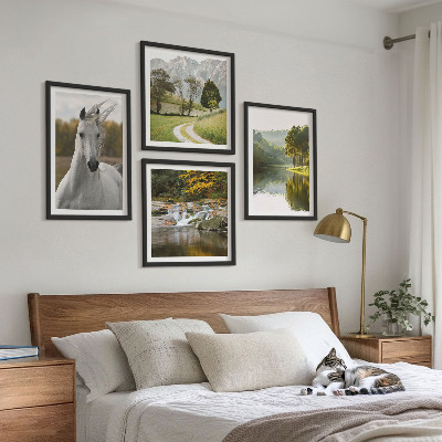 Polyptychon mit rahmen Natur des Flusses White Horses