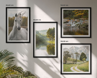 Polyptychon mit rahmen Natur des Flusses White Horses
