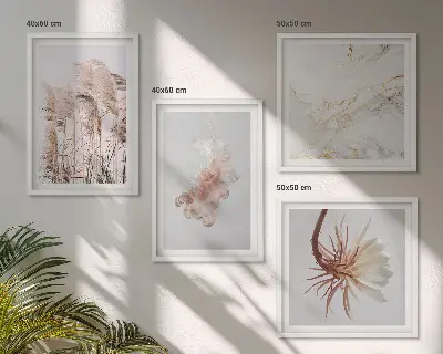 Wanddeko-Set elegante Gräser, Blumen und Marmor