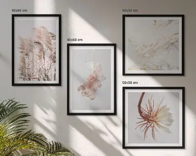 Wanddeko-Set elegante Gräser, Blumen und Marmor
