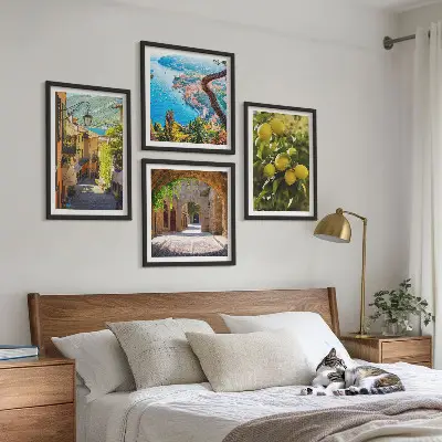 Straßen am Meer, ein Meer aus Zitronen als Polyptychon mit Rahmen