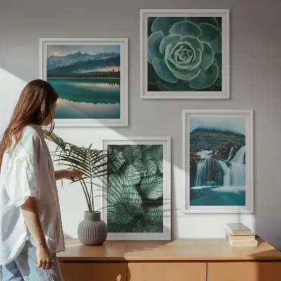 Wanddeko-Set Nahaufnahmen von sukkulenten Pflanzenblättern