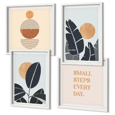 Wanddeko-Set mit minimalistischem Sonnen-Pflanzenmuster in groß