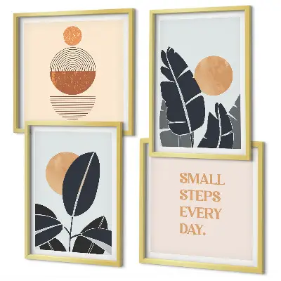 Wanddeko-Set mit minimalistischem Sonnen-Pflanzenmuster in groß