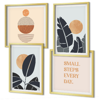 Wanddeko-set Pflanzenmuster große minimalistische Sonnen