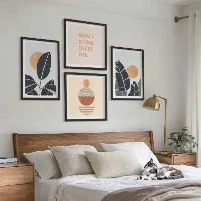 Wanddeko-Set mit minimalistischem Sonnen-Pflanzenmuster in groß