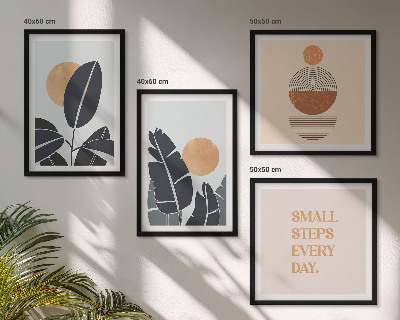 Wanddeko-set Pflanzenmuster große minimalistische Sonnen