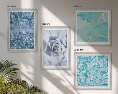 Winterwald-Blaublume Polyptychon mit Rahmen