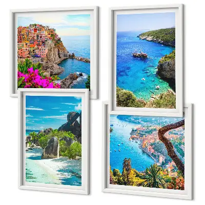 Wanddeko-Set mit Motiv Palmen am Meer und blauem Wasser