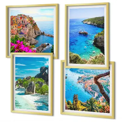 Wanddeko-Set mit Motiv Palmen am Meer und blauem Wasser