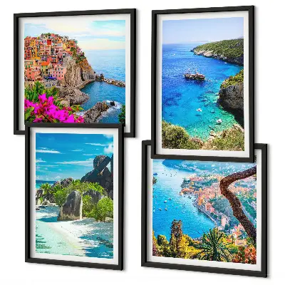 Wanddeko-Set mit Motiv Palmen am Meer und blauem Wasser