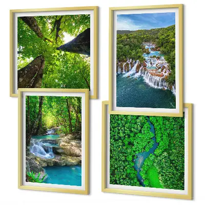 Wanddeko-Set mit Motiv Wasserfall im grünen Wald