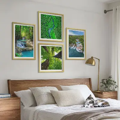 Wanddeko-Set mit Motiv Wasserfall im grünen Wald