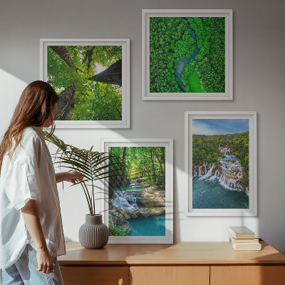 Wanddeko-set Wasserfälle grüner Wald Wasser