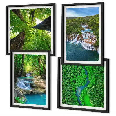 Wanddeko-Set mit Motiv Wasserfall im grünen Wald