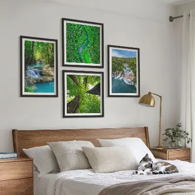 Wanddeko-Set mit Motiv Wasserfall im grünen Wald