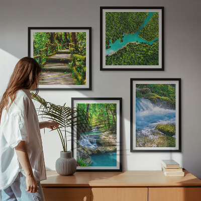 Wanddeko-set Grüne Wälder, kristallklares Wasser