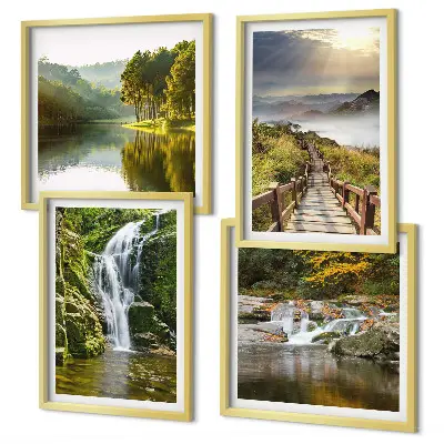 Wanddeko-Set mit Motiven von Wasserfällen, Bergen, Wolken und Herbstlandschaften