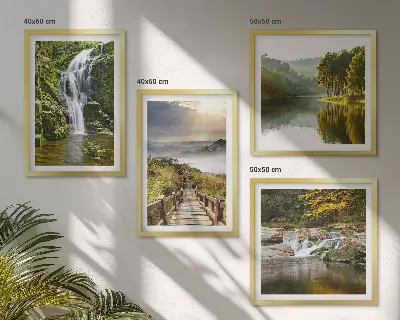 Wanddeko-Set mit Motiven von Wasserfällen, Bergen, Wolken und Herbstlandschaften