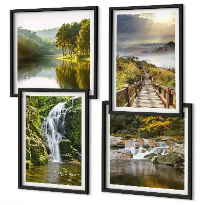 Wanddeko-Set mit Motiven von Wasserfällen, Bergen, Wolken und Herbstlandschaften