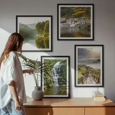 Wanddeko-Set mit Motiven von Wasserfällen, Bergen, Wolken und Herbstlandschaften
